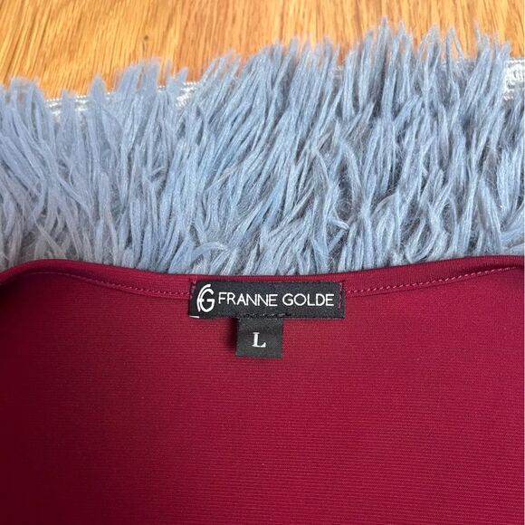 Franne Golde Burgundy Red Slinky Long Sleeve Top Size L - Picture 2 of 5